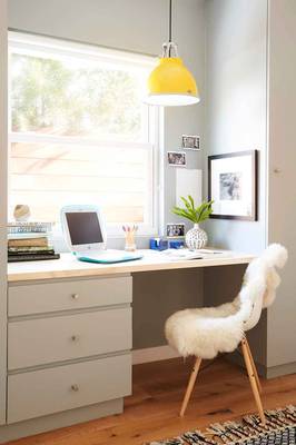 Option of home office in private house in scandinavian style.