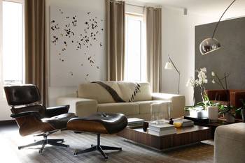 Elegant Minimalism: Modern Interior with Mid-Century Classic Accents