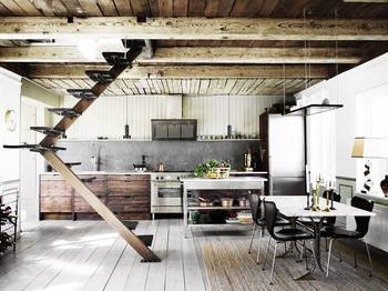 Stairs design in private house in loft style.