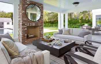 Design of terrace in cottage in contemporary style.