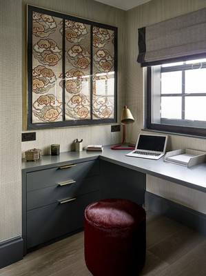 Home office in country house in oriental style.