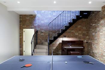 Basement design in private house in loft style.