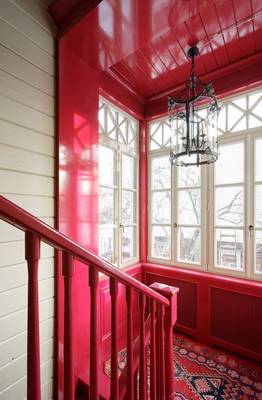 Stairs interior in house in fusion style.