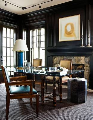 Interior design of home office in private house in renaissance style.
