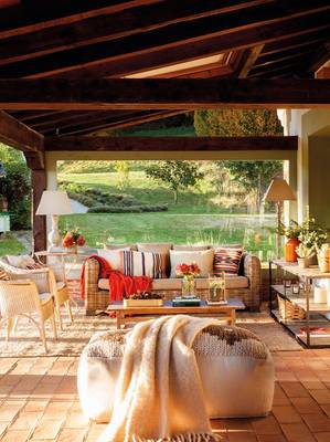 Beautiful interior of terrace in country house.