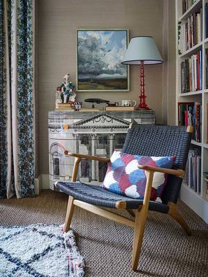 Library in house in scandinavian style.