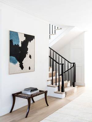 Beautiful example of stairs in cottage in scandinavian style.