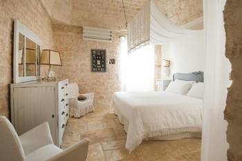 Bedroom design in private house in Mediterranean style.