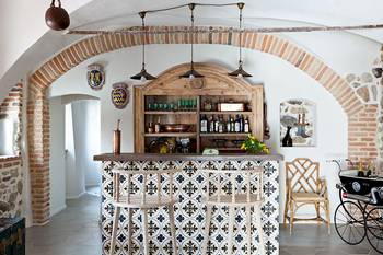 Beautiful interior of kitchen in country house.