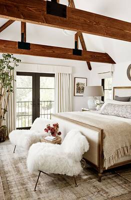 Bedroom in private house in Chalet style.