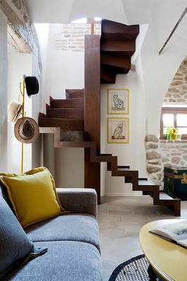 Stairs design in house in Mediterranean style.