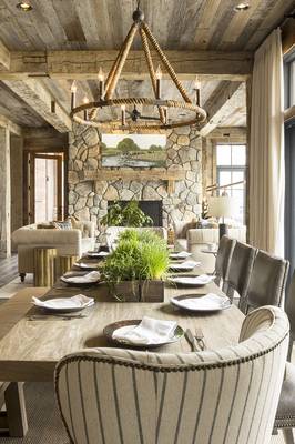Dining room example in cottage in Chalet style.