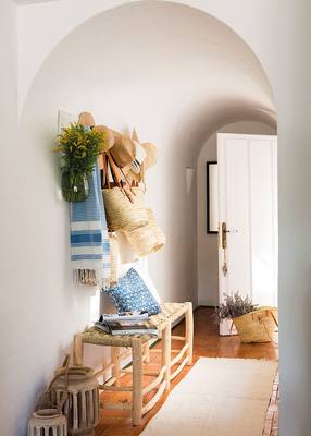 Beautiful example of hallway in cottage in Mediterranean style.