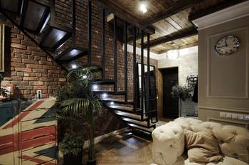 Hallway interior in private house in loft style.