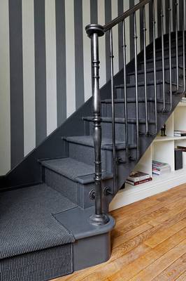 Photo of stairs in private house in scandinavian style.