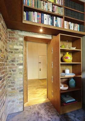 Library example in private house in loft style.