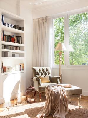 Library example in house in scandinavian style.