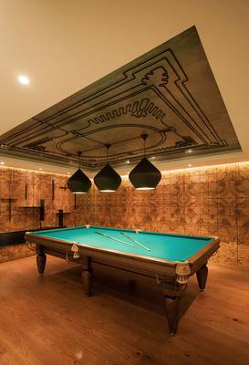 Photo of basement in house in artistic style.