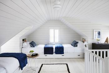 Beautiful design of attic in house in scandinavian style.