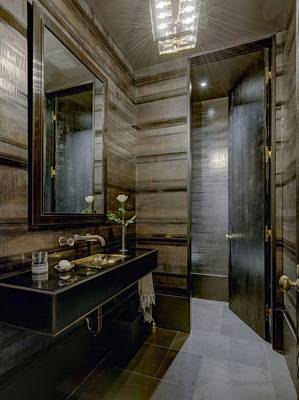 Beautiful interior of bathroom in country house.