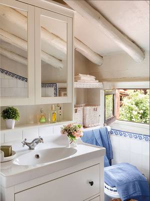 Bathroom design in private house in Mediterranean style.