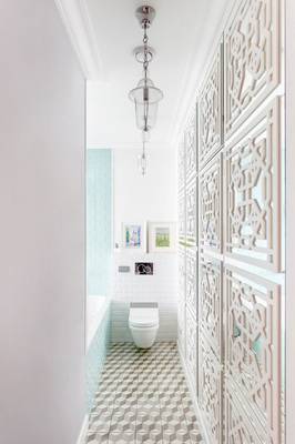 Bathroom design in private house in oriental style.