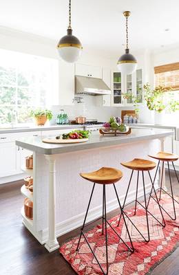 Photo of kitchen in country house in scandinavian style.