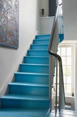 Stairs interior in private house in fusion style.