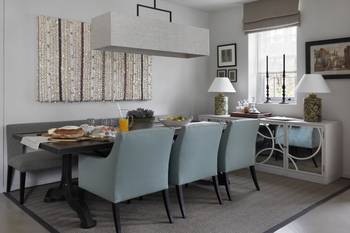 Interior of dining room in private house.