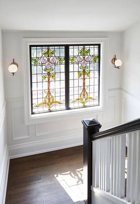 Stained glass in interior of private house.
