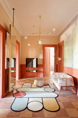 Rose color interior in country house.