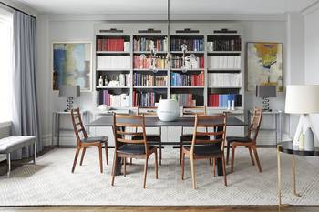 Library in private house in scandinavian style.