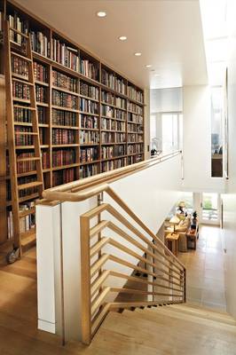 Interior of library in private house.