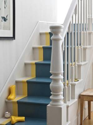 Beautiful design of stairs in house in scandinavian style.