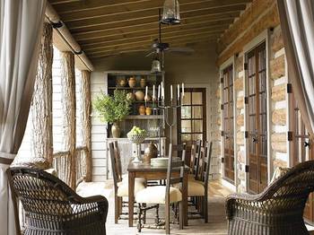 Terrace in country house in Chalet style.