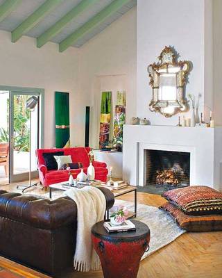 Oriental style in cottage interior.