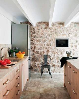 Kitchen design in private house in Mediterranean style.