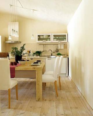 Interior design of kitchen in private house in Mediterranean style.