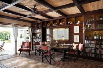 Beautiful interior of veranda in country house.