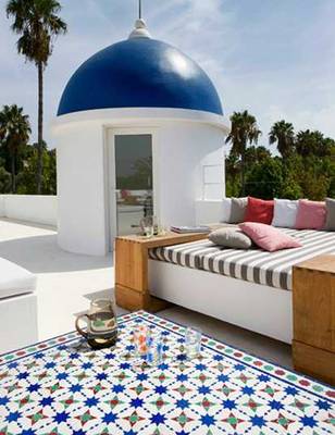 Terrace design in cottage in Mediterranean style.