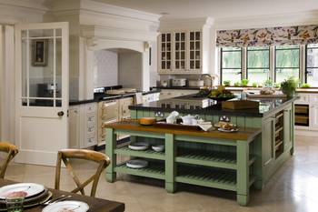 Design of kitchen in private house in Mediterranean style.