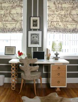 Interior of home office in cottage in artistic style.