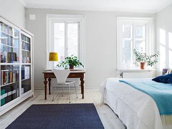 Bedroom example in house in scandinavian style.