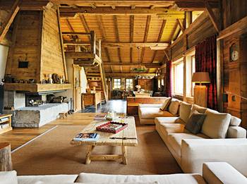 Chalet style in cottage interior.