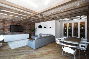 Interior of country house in loft style.