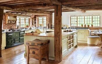 Photo of kitchen in cottage in Chalet style.