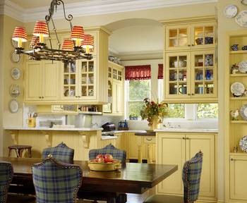 Design of kitchen in house in Craftsman style.