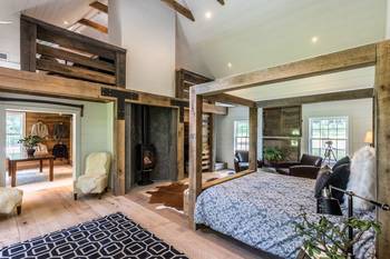 Studio interior in cottage in Chalet style.