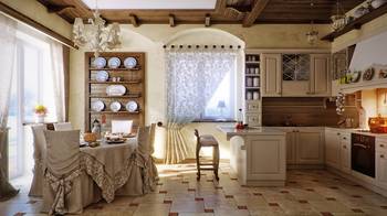 Kitchen example in private house in colonial style.