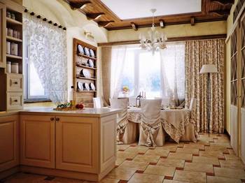 Interior design of dining room in private house in colonial style.